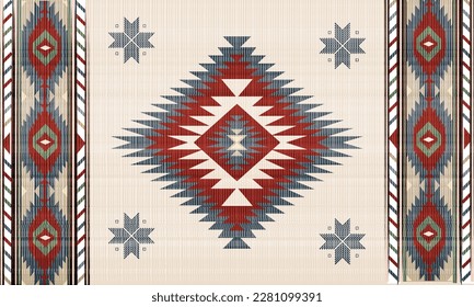 Navajo tribal vector seamless pattern. Native anmericn ornament. Ethnic South Western decor style. Boho geometric ornament. Vector seamless pattern. Mexican blanket, rug. Woven carpet illustration.