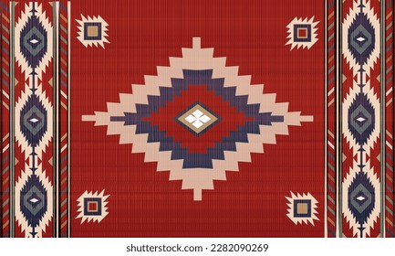 Patrón sin fisuras del vector tribal navajo. Ornamento nativo americano. Decoración de estilo étnico suroeste. Ornamento geométrico Boho. Patrón veloz. manta mexicana, alfombra. Ilustración de alfombras tejidas.