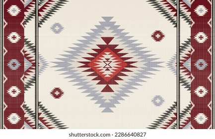 Navajo tribal vector seamless pattern. Native American ornament. Ethnic South Western decor style. Boho geometric ornament. Vector seamless pattern. Mexican blanket, rug. Woven carpet illustration.