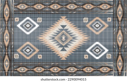 Patrón sin fisuras del vector tribal navajo. Ornamento nativo americano. Decoración de estilo étnico suroeste. Ornamento geométrico Boho. Patrón veloz. manta mexicana, alfombra. Ilustración de alfombras tejidas.