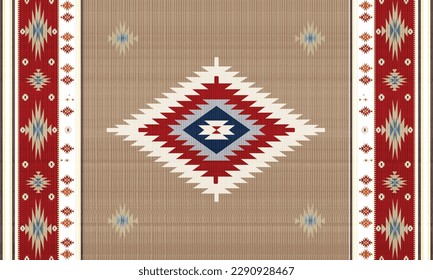 Navajo tribal vector seamless pattern. Native American ornament. Ethnic South Western decor style. Boho geometric ornament. Vector seamless pattern. Mexican blanket, rug. Woven carpet illustration.	
