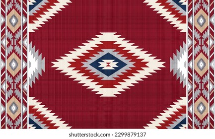 Patrón sin fisuras del vector tribal navajo. Ornamento nativo americano. Decoración de estilo étnico suroeste. Ornamento geométrico Boho. Patrón veloz. manta mexicana, alfombra. Ilustración de alfombra tejida