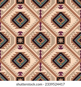 Patrón sin fisuras del vector tribal navajo. Ornamento nativo americano. Decoración de estilo étnico suroeste. Ornamento geométrico Boho. Patrón veloz. manta mexicana, alfombra. Alfombra tejida