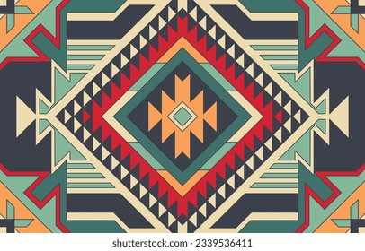 Navajo tribal vector seamless pattern. Native American ornament. Ethnic South Western decor style. Boho geometric ornament. Vector seamless pattern. Mexican blanket, rug. Woven carpet