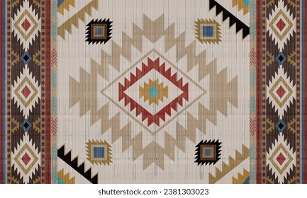 Navajo tribal vector seamless pattern. Native American ornament. Ethnic South Western decor style. Boho geometric ornament. Vector seamless pattern. Mexican blanket, rug. Woven carpet illustration.