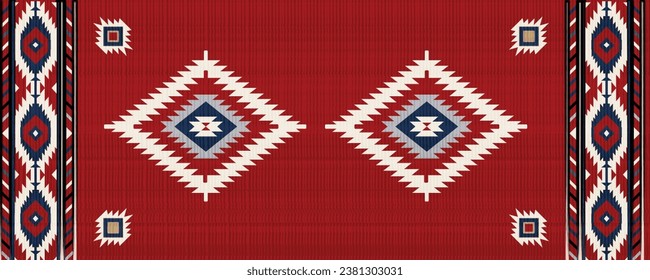 Navajo tribal vector seamless pattern. Native American ornament. Ethnic South Western decor style. Boho geometric ornament. Vector seamless pattern. Mexican blanket, rug. Woven carpet illustration.