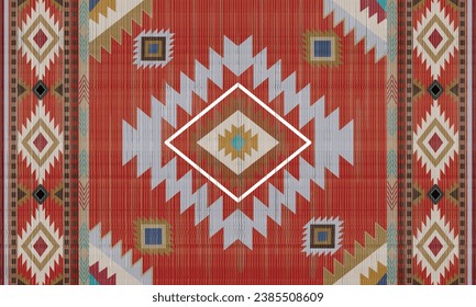 Navajo tribal vector seamless pattern. Native American ornament. Ethnic South Western decor style. Boho geometric ornament. Vector seamless pattern. Mexican blanket, rug. Woven carpet illustration.