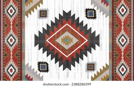 Navajo tribal vector seamless pattern. Native American ornament. Ethnic South Western decor style. Boho geometric ornament. Vector seamless pattern. Mexican blanket, rug. Woven carpet illustration