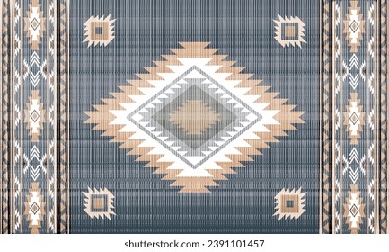 Navajo tribal vector seamless pattern. Native American ornament. Ethnic South Western decor style. Boho geometric ornament. pattern. Mexican blanket, rug. Woven carpet illustration.satin