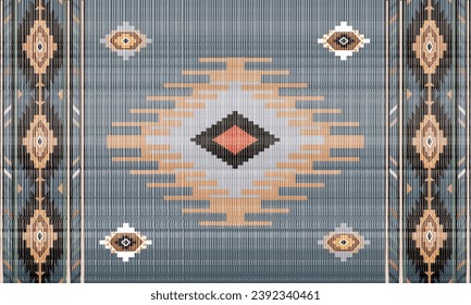 Navajo Stammvektor nahtloses Muster. Indianerornament Ethnische südwestliche Dekoration. Boho geometrische Ornamente. Vektorgrafik. mexikanische Decke, Teppich. Teppichböden, Illustration.satin