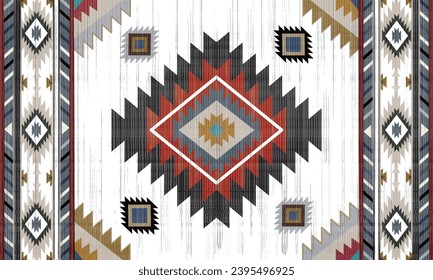 Navajo tribal vector seamless pattern. Native American ornament. Ethnic South Western decor style. Boho geometric ornament. Vector seamless pattern. Mexican blanket, rug. Woven carpet illustration.