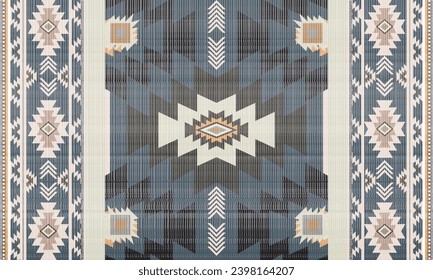 Patrón sin fisuras del vector tribal navajo. Ornamento nativo americano. Decoración de estilo étnico suroeste. Ornamento geométrico Boho. Patrón veloz. manta mexicana, alfombra. Ilustración de alfombra tejida
