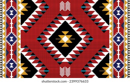 Navajo tribal vector seamless pattern. Native American ornament Oriental. Ethnic South Western decor style. Boho geometric ornament. Vector . Mexican blanket, rug. Woven carpet illustration