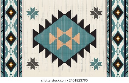 Patrón sin fisuras del vector tribal navajo. Ornamento nativo americano. Decoración de estilo étnico suroeste. Ornamento geométrico Boho. manta mexicana, alfombra. Tejidos