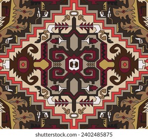 Navajo tribal vector seamless pattern. Native American ornament. Ethnic South Western decor style. Boho geometric ornament. Vector seamless pattern. Mexican blanket, rug. Woven carpet