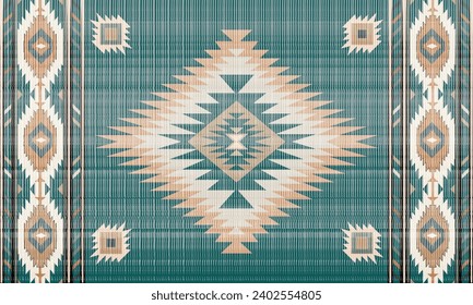 Patrón sin fisuras del vector tribal navajo. Ornamento nativo americano. Decoración de estilo étnico suroeste. Ornamento geométrico Boho.  manta, alfombra. Alfombra tejida