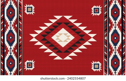 Patrón sin fisuras del vector tribal navajo. Ornamento nativo americano. Decoración de estilo étnico suroeste. Ornamento geométrico Boho.  manta, alfombra. Alfombra tejida