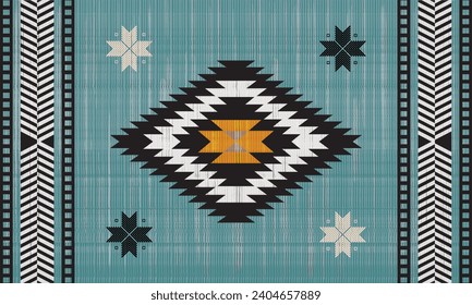 Patrón sin fisuras del vector tribal navajo. Ornamento nativo americano. Decoración de estilo étnico suroeste. Ornamento geométrico Boho. manta, alfombra. Alfombra tejida