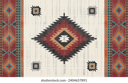 Patrón sin fisuras del vector tribal navajo. Ornamento nativo americano. Decoración de estilo étnico suroeste. Ornamento geométrico Boho. manta, alfombra. Alfombra tejida