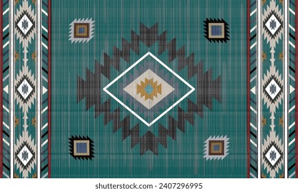 Patrón sin fisuras del vector tribal navajo. Ornamento nativo americano. Decoración de estilo étnico suroeste. Ornamento geométrico Boho. manta, alfombra. Alfombra tejida