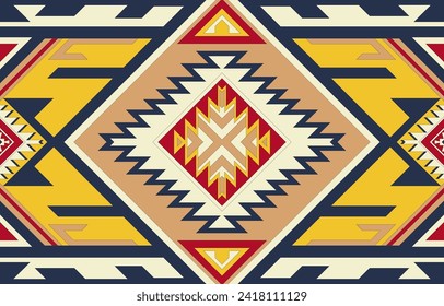 Navajo tribal vector seamless pattern. Native American ornament. Ethnic South Western decor style. Boho geometric ornament. Vector seamless pattern. Mexican blanket, rug. Woven carpet