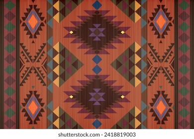 Navajo tribal vector seamless pattern. Native American ornament. Ethnic South Western decor style. Boho geometric ornament. Vector seamless pattern. Mexican blanket, rug. Woven carpet illustration