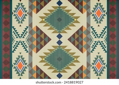 Navajo tribal vector seamless pattern. Native American ornament. Ethnic South Western decor style. Boho geometric ornament. Vector seamless pattern. Mexican blanket, rug. Woven carpet illustration