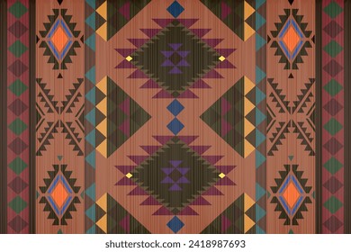 Navajo tribal vector seamless pattern. Native American ornament. Ethnic South Western decor style. Boho geometric ornament. Vector seamless pattern. Mexican blanket, rug. Woven carpet illustration