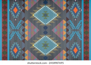 Navajo tribal vector seamless pattern. Native American ornament. Ethnic South Western decor style. Boho geometric ornament. Vector seamless pattern. Mexican blanket, rug. Woven carpet illustration
