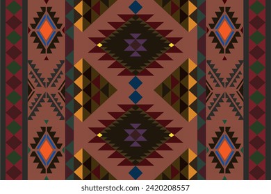 Navajo tribal vector seamless pattern. Native American ornament. Ethnic South Western decor style. Boho geometric ornament. Vector seamless pattern. Mexican blanket, rug. Woven carpet illustration