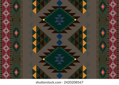 Navajo tribal vector seamless pattern. Native American ornament. Ethnic South Western decor style. Boho geometric ornament. Vector seamless pattern. Mexican blanket, rug. Woven carpet illustration