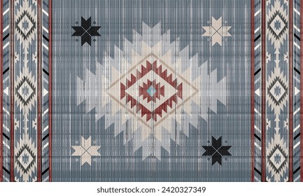 Navajo tribal vector seamless pattern. Native American ornament. Ethnic South Western decor style. Boho geometric ornament. Vector seamless pattern. Mexican blanket, rug. Woven carpet illustration	
