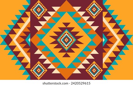 Navajo tribal vector seamless pattern. Native American ornament. Ethnic South Western decor style. Boho geometric ornament. Vector seamless pattern. Mexican blanket, rug. Woven carpet illustration.