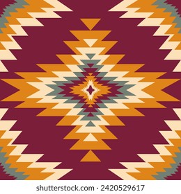 Navajo tribal vector seamless pattern. Native American ornament. Ethnic South Western decor style. Boho geometric ornament. Vector seamless pattern. Mexican blanket, rug. Woven carpet illustration.