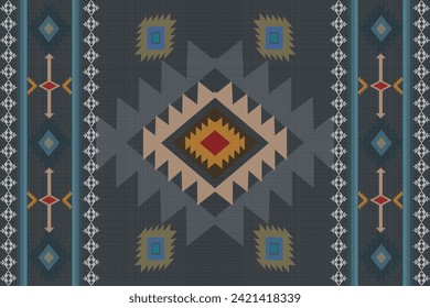 Patrón sin fisuras del vector tribal navajo. Ornamento nativo americano. Decoración de estilo étnico suroeste. Ornamento geométrico Boho. Patrón veloz. manta mexicana, alfombra. Ilustración de alfombra tejida