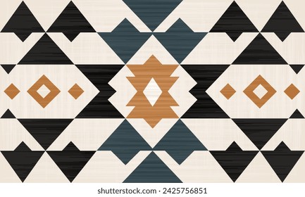 Vector tribal navajo patrón sin fisuras. Adorno nativo americano. Estilo étnico de decoración suroccidental. Adorno geométrico boho. manta, alfombra. Alfombra tejida