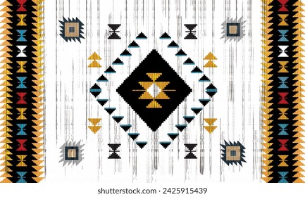 Vector tribal navajo patrón sin fisuras. Adorno nativo americano. Estilo étnico de decoración suroccidental. Adorno geométrico boho. patrón. Manta mexicana, alfombra. Ilustración de alfombra tejida