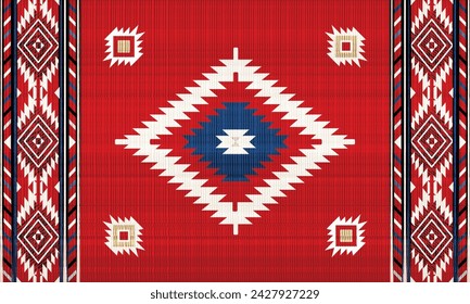 Navajo tribal vector seamless pattern. Native American ornament. Ethnic South Western decor style. Boho geometric ornament. Vector seamless pattern. blanket, rug. Woven carpet illustration,batis
