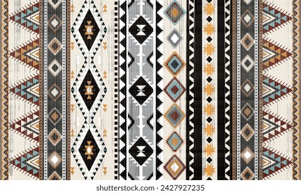 Navajo tribal vector seamless pattern. Native American ornament. Ethnic South Western decor style. Boho geometric ornament. Vector seamless pattern. blanket, rug. Woven carpet illustration,batis
