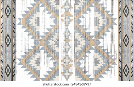 Navajo tribal vector seamless pattern. Native American ornament. Ethnic South Western decor style. Boho geometric ornament. Vector seamless pattern. Mexican blanket, rug. Woven carpet illustration	
