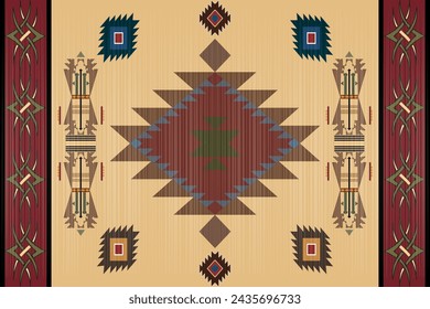 Navajo tribal vector seamless pattern. Native American ornament. Ethnic South Western decor style. Boho geometric ornament. Vector seamless pattern. Mexican blanket, rug. Woven carpet illustration