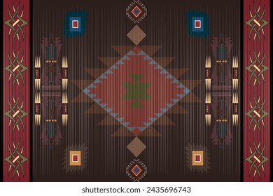 Navajo tribal vector seamless pattern. Native American ornament. Ethnic South Western decor style. Boho geometric ornament. Vector seamless pattern. Mexican blanket, rug. Woven carpet illustration