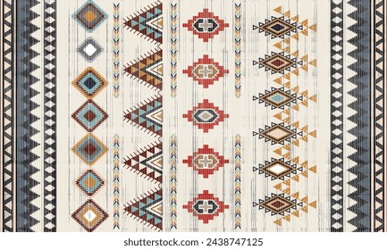 Navajo tribal vector seamless pattern. Native American ornament. Ethnic South Western decor style. Boho geometric ornament. Vector seamless pattern. Mexican blanket, rug. Woven carpet illustration	
