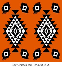 Navajo tribal vector seamless pattern. Native American ornament. Ethnic South Western decor style. Boho geometric ornament. Mexican blanket, rug. Woven carpet illustration