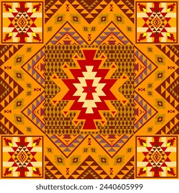 Navajo tribal vector seamless pattern. Native American ornament. Ethnic South Western decor style. Boho geometric ornament. Vector seamless pattern. Mexican blanket, rug. Woven carpet illustration.