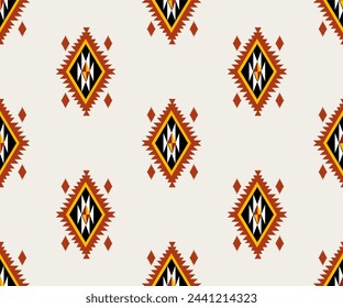 Navajo tribal vector seamless pattern. Native Indian ornament. Ethnic South Western decor style. Boho geometric ornament. Vector seamless pattern. Mexican blanket, rug. Woven carpet illustration.