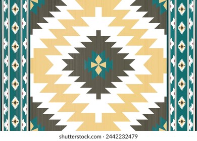 Vector tribal navajo patrón sin fisuras. Adorno nativo americano. Estilo étnico de decoración suroccidental. Adorno geométrico boho. Vector patrón sin fisuras. Manta mexicana, alfombra. Ilustración de alfombra tejida