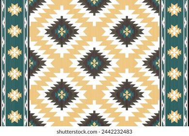 Vector tribal navajo patrón sin fisuras. Adorno nativo americano. Estilo étnico de decoración suroccidental. Adorno geométrico boho. Vector patrón sin fisuras. Manta mexicana, alfombra. Ilustración de alfombra tejida