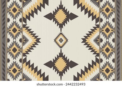 Vector tribal navajo patrón sin fisuras. Adorno nativo americano. Estilo étnico de decoración suroccidental. Adorno geométrico boho. Vector patrón sin fisuras. Manta mexicana, alfombra. Ilustración de alfombra tejida