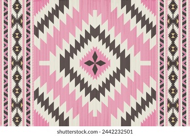 Vector tribal navajo patrón sin fisuras. Adorno nativo americano. Estilo étnico de decoración suroccidental. Adorno geométrico boho. Vector patrón sin fisuras. Manta mexicana, alfombra. Ilustración de alfombra tejida